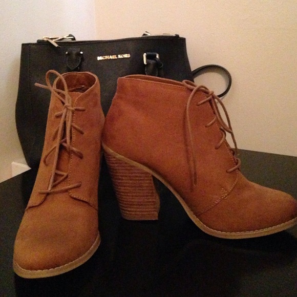 Brown heeled booties