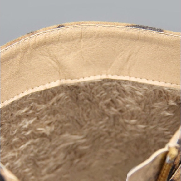 Kids rhinestone buckle zipper leopard wedge boots - Picture 3 of 3