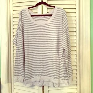 Grey and White Striped Sweater