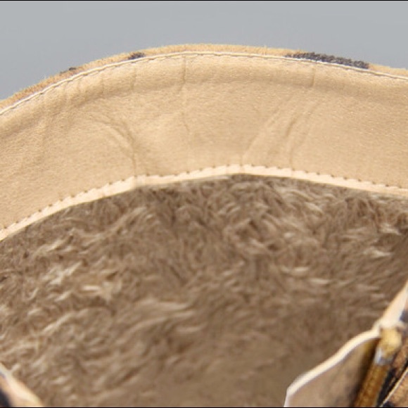 Kids rhinestone buckle zipper wedge leopard boots - Picture 3 of 3