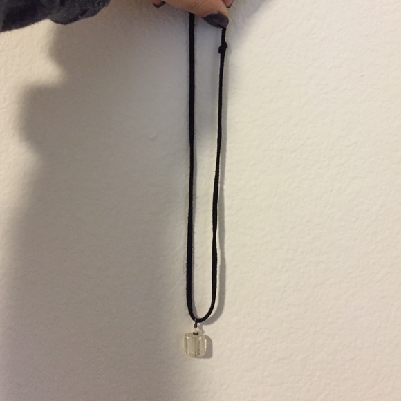 black leather string necklace