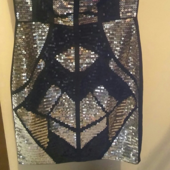 Black, Silver, And Gold Sequin Strapless Dress - Picture 2 of 2