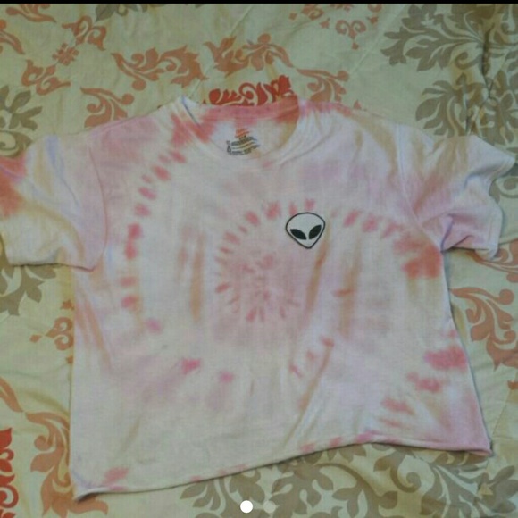 PINK TYE DYE  CROP ALIEN HEAD SHIRT