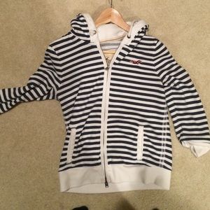 Stripped white and navy hoodie