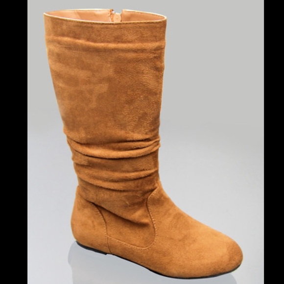 Kids classic slouch suede flat boots - Picture 1 of 4