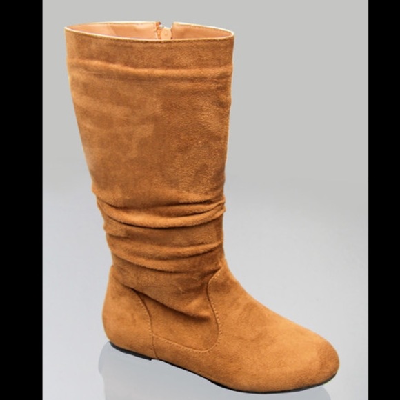 Kids classic slouch suede flat boots - Picture 1 of 4