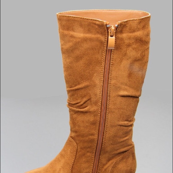 Kids classic slouch suede flat girls boots - Picture 2 of 4