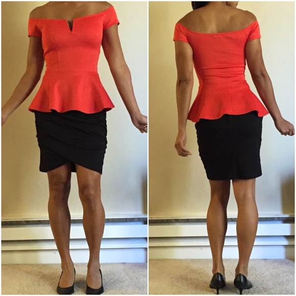 Super cute off shoulder peplum blouse.