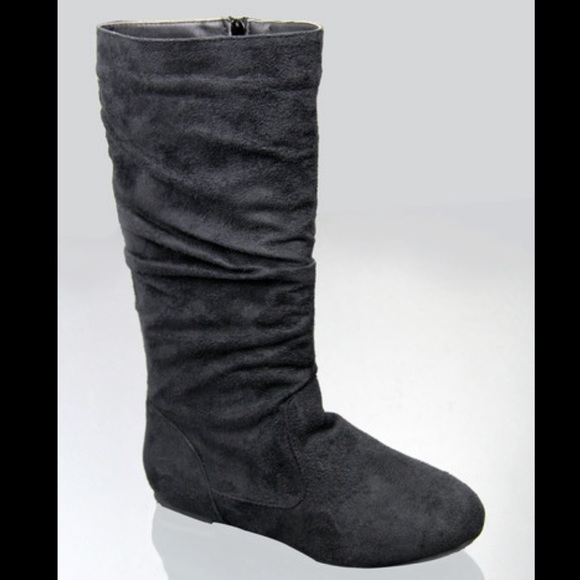 Toddler classic slouch suede flat girls boots - Picture 1 of 4