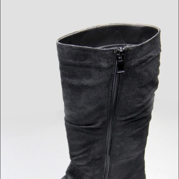 Toddler kids classic slouch suede flat girls boots - Picture 2 of 4