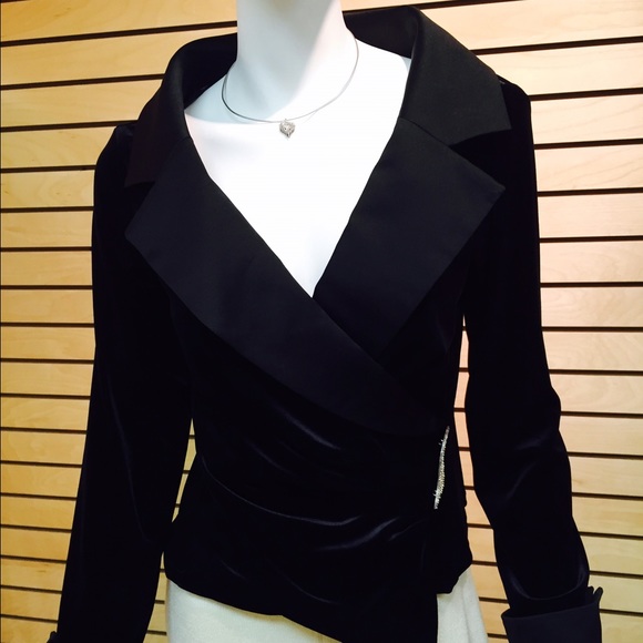 Cachet Black Velvet Top with Rhinestone side