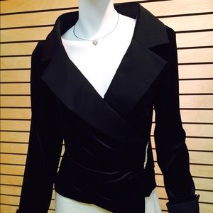 Cachet Black Velvet Top with Rhinestone side