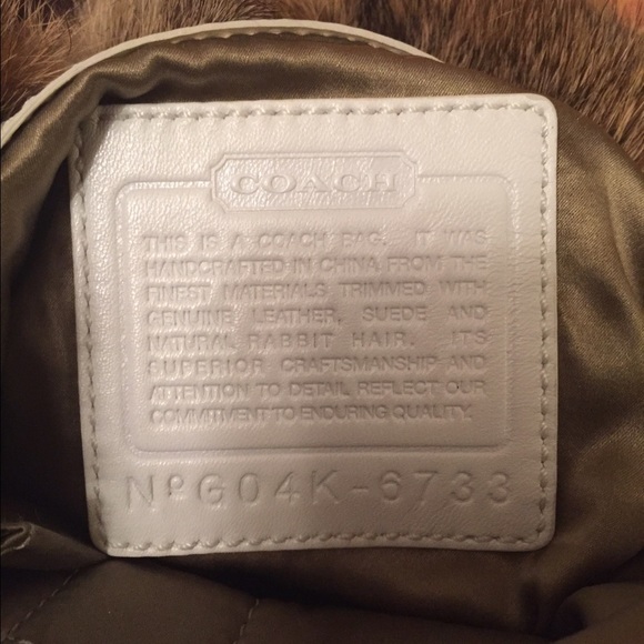 White Quilted Coach Bag with Brown Fur - Picture 2 of 4