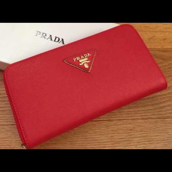 Bright red "Saffiano leather" wallet