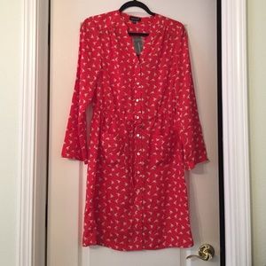 Red bird print dress (size 6)
