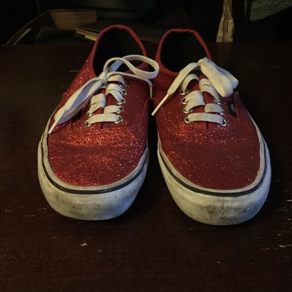 red sparkly vans