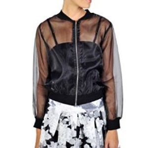 Sheer bomber jacket see through