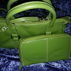 New Green leather purse and matching wallet set