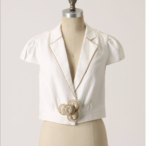 Anthropologie Zipped Rosette Jacket