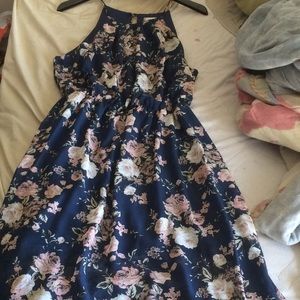 Navy blue floral maxi dress