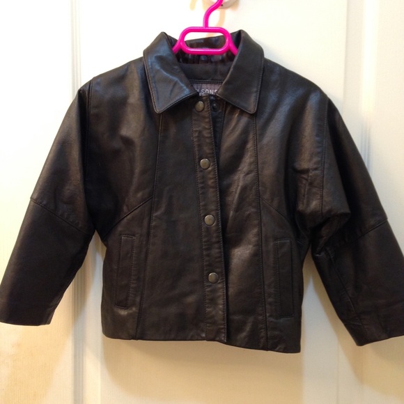 Kids Girl Black Leather Jacket