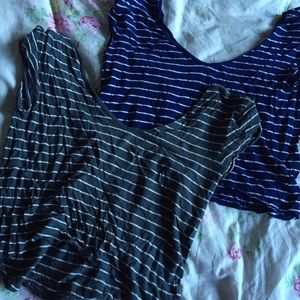 Bundle of 2 stripe deep back crop tops