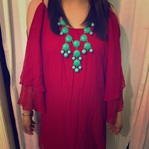 Ruby Red flowy mini dress