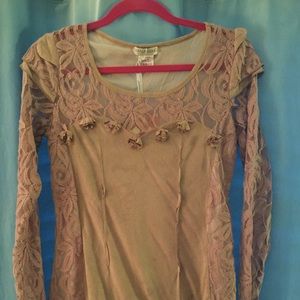 Beautiful soft suede and lace top