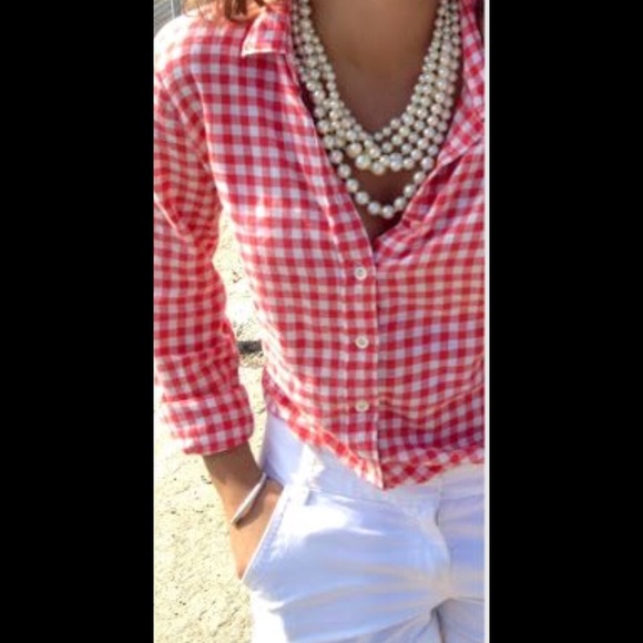 GAP PINK AND WHITE GINGHAM SHIRT
