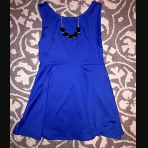 Blue dress with low cut back