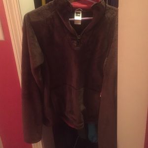 Brown fuzzy half zip