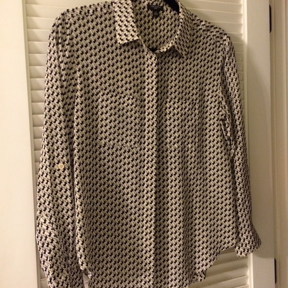 Ann Taylor Reindeer Silk Top XS