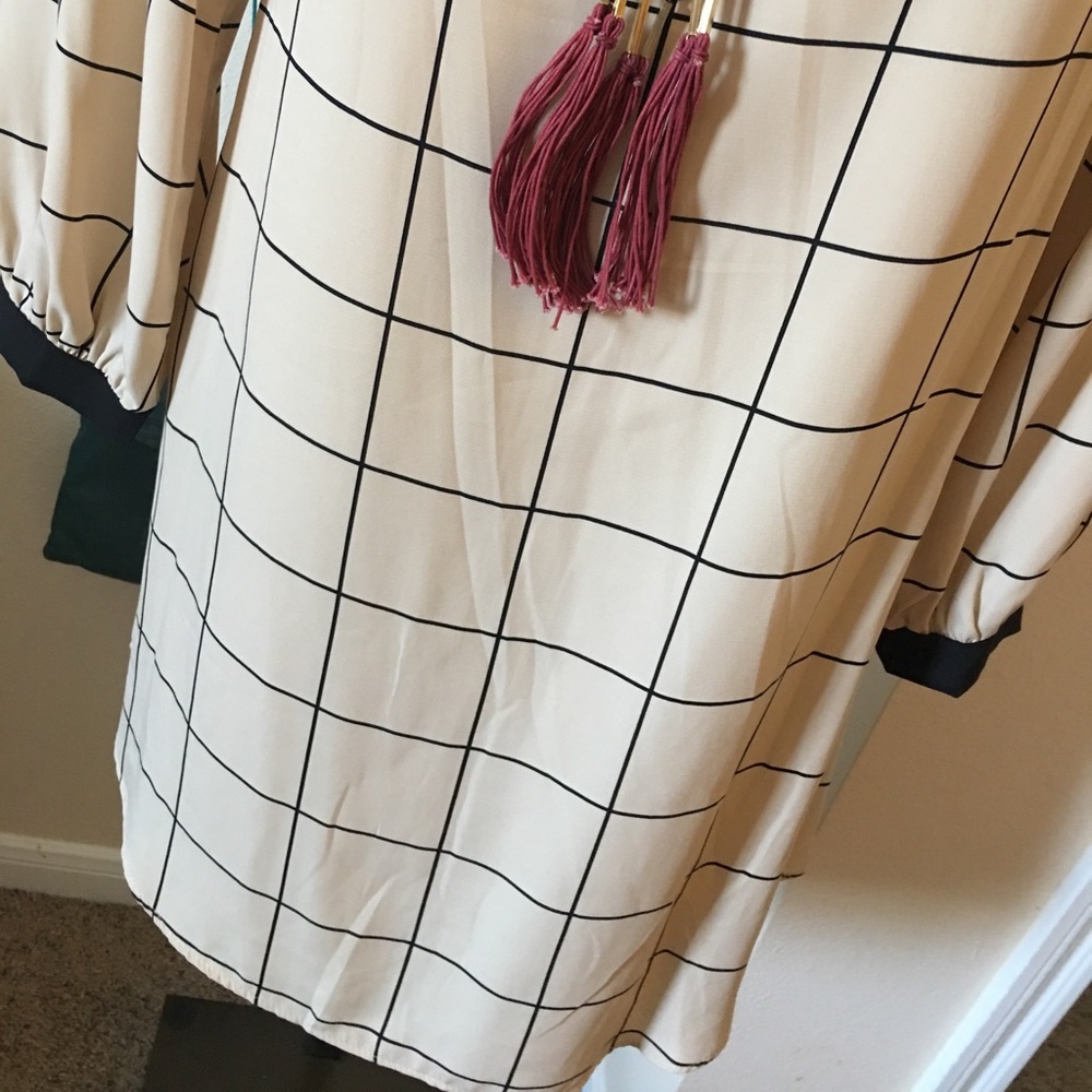 🌼Lila Clothing | Beige & Black shift dress - Picture 4 of 5
