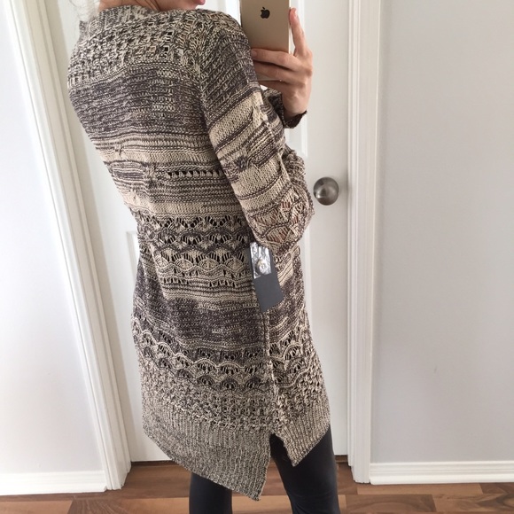 Sold • Taupe & Soft Muted Black Cardigan - Picture 2 of 4
