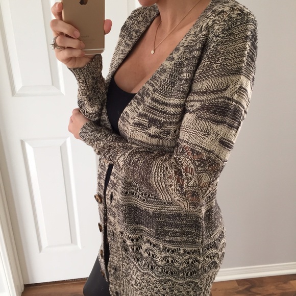 Sold • Taupe & Soft Muted Black Cardigan - Picture 4 of 4