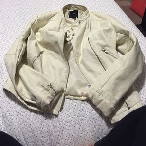 Gently worn cream colored leather jacket