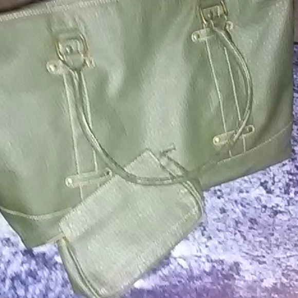 New Large Green leather purse with matching wallet