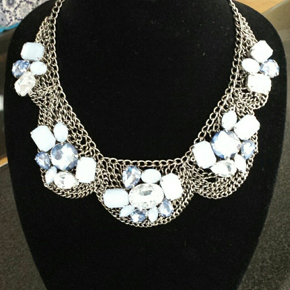 Blue and Silver tone Statement Necklace - Picture 2 of 7