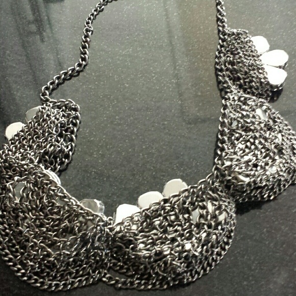 Blue and Silver tone Statement Necklace - Picture 7 of 7