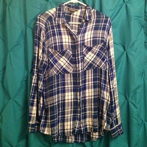 Express blue and white oversized plaid flannel