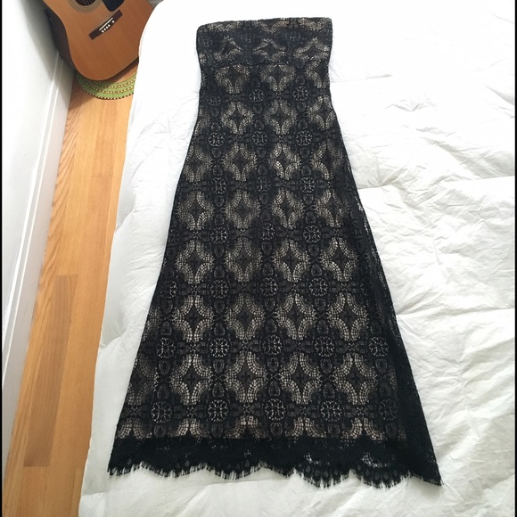 Meg - Long Black Strapless Dress - Picture 1 of 4