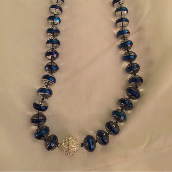 Blue crystal and rhinestones