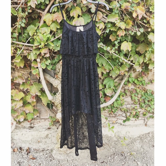 Black lace hi low maxi dress