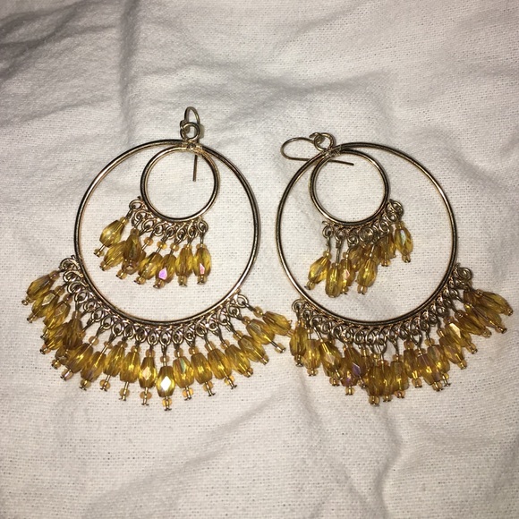 Gold crystal dangle earrings