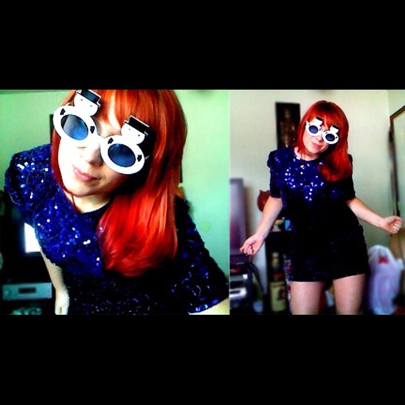 Stunning blue beaded sequin holiday dress