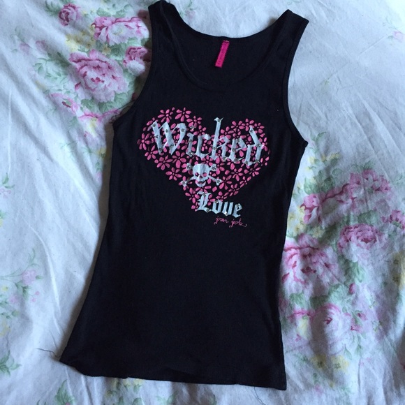 Pink floral skull tank