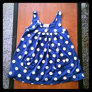 Blue shirt with white polka dots