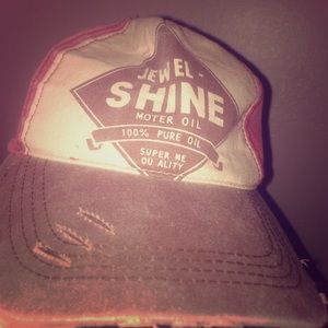 Distressed 'Jewel Shine motor oil' hat from Buckle