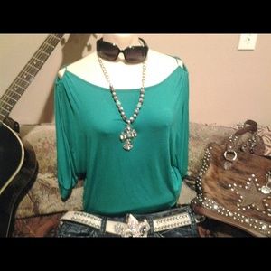 Teal so soft cold sholder top