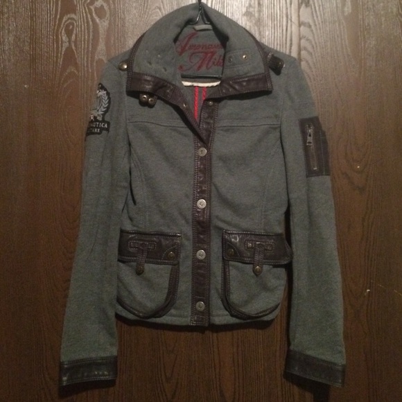 Knit Aeronautica Militare jacket with leather trim - Picture 1 of 4